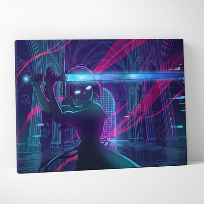 Vaporwave Neon Dream Canvas - Vaporwave Fantasy Neon Pink Teal Dreamy Neon Cyberpunk Wall Art Canvas Print
