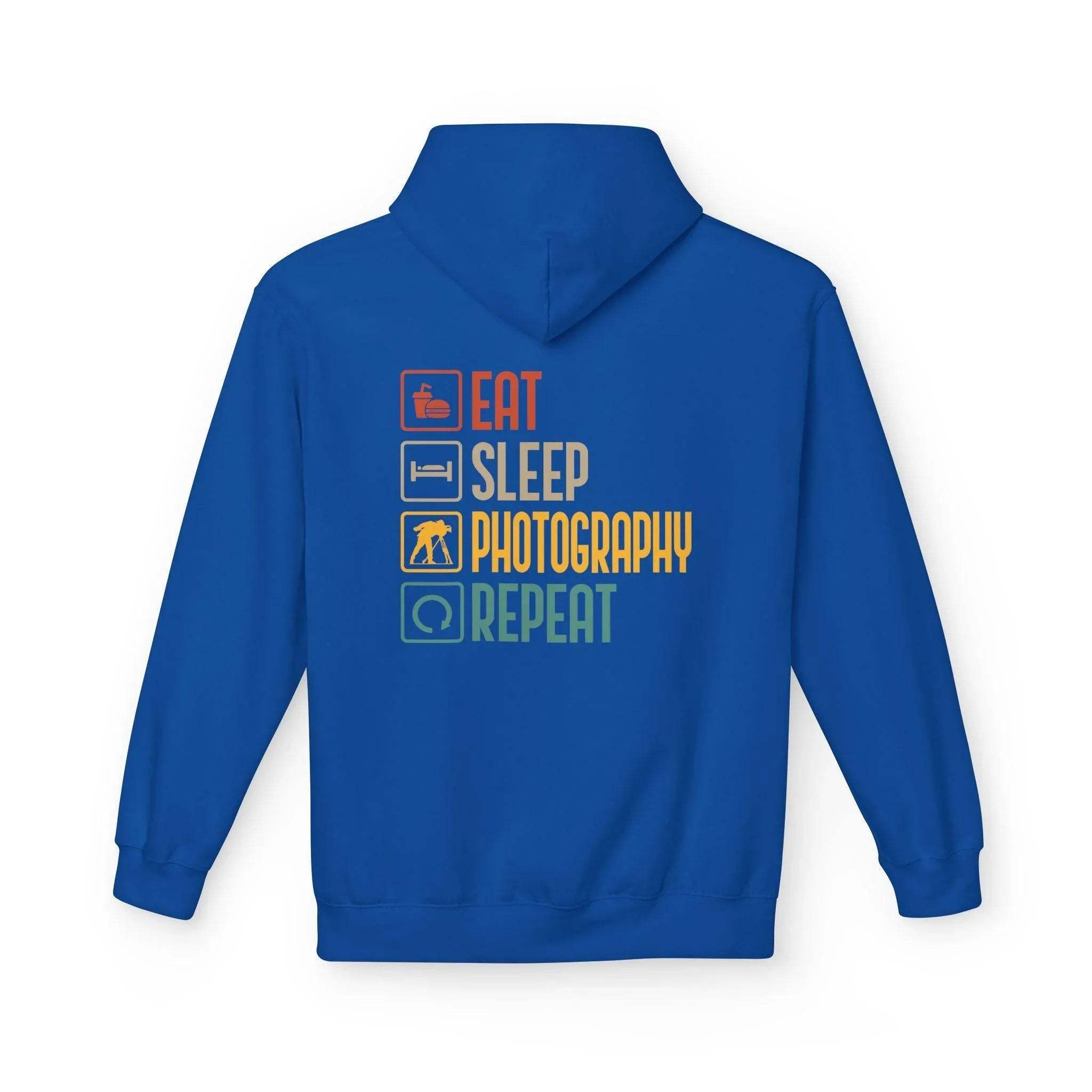 Cozy Photography Lover's Fleece Hoodie: "Eat, Sleep, Capture, Repeat"
