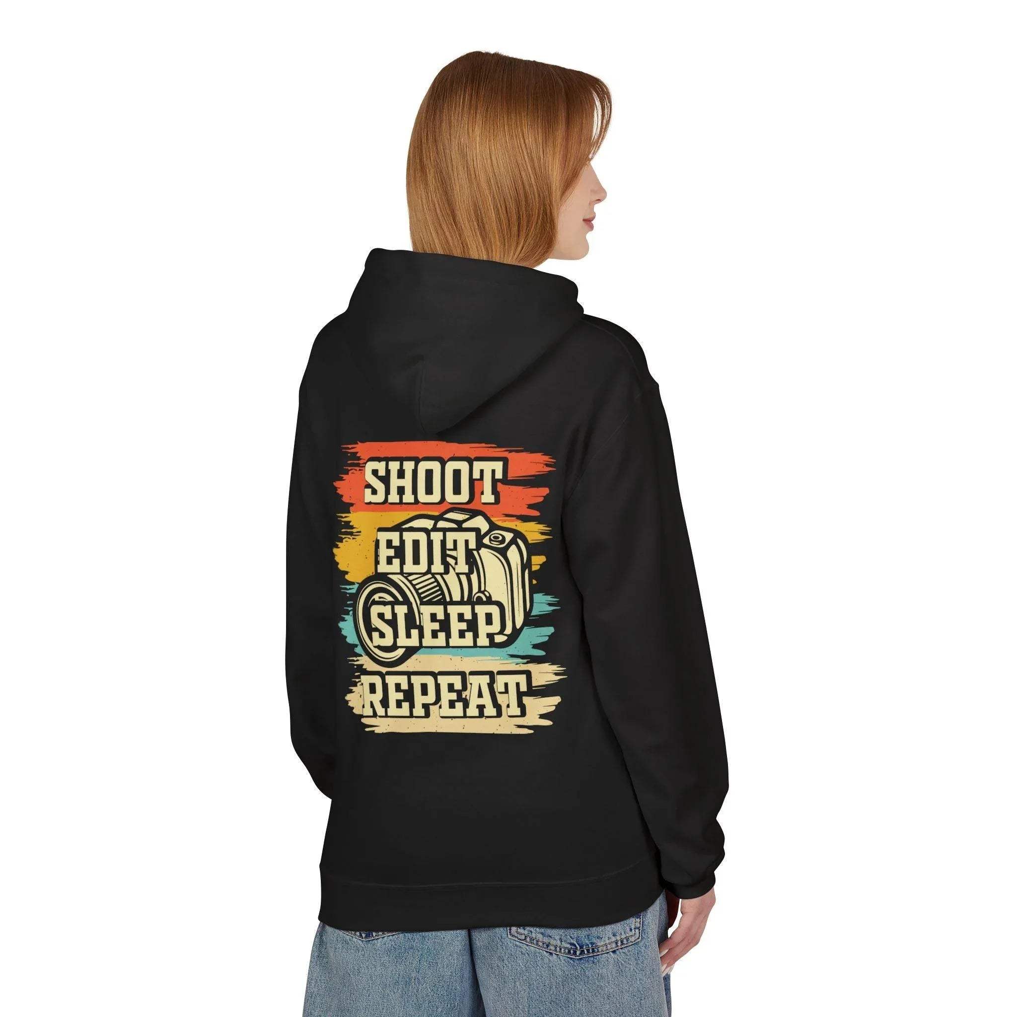Creative Comfort: "Shoot, Edit, Sleep, Repeat" Fleece Hoodie for Trendsetters
