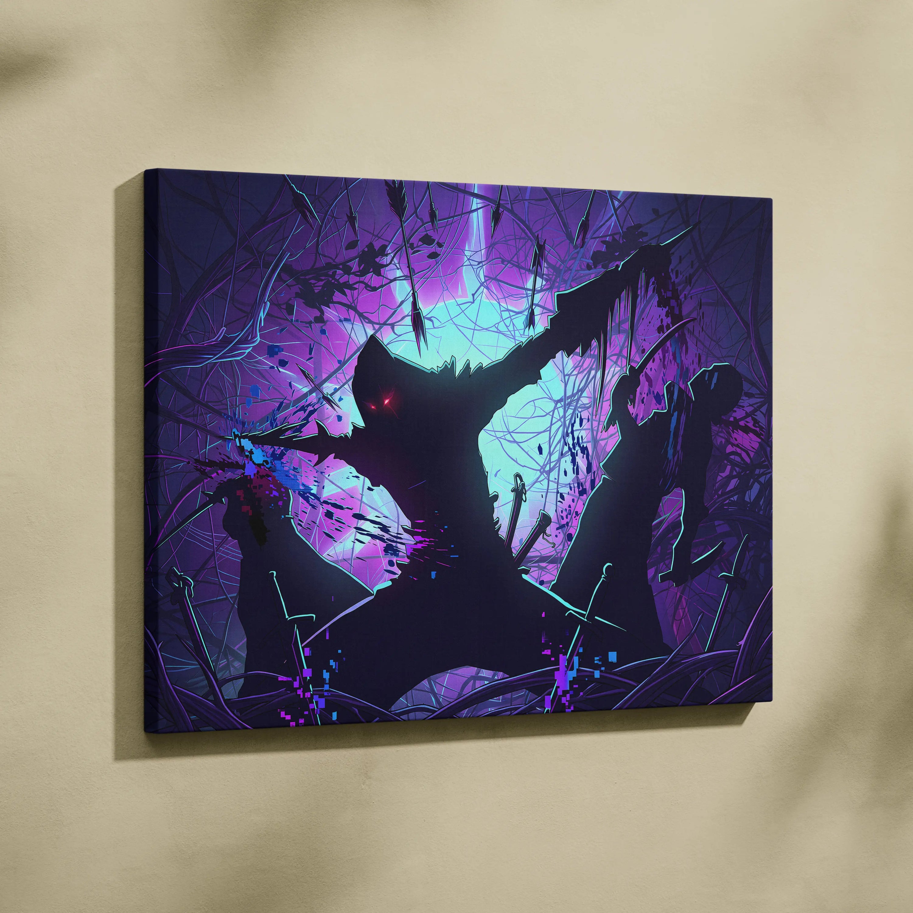 Vaporwave Neon Dragon Dream - Dragon Canvas Art Pink Teal Purple Wall Vaporwave Moody Neon Futuristic Wall Decor Canvas