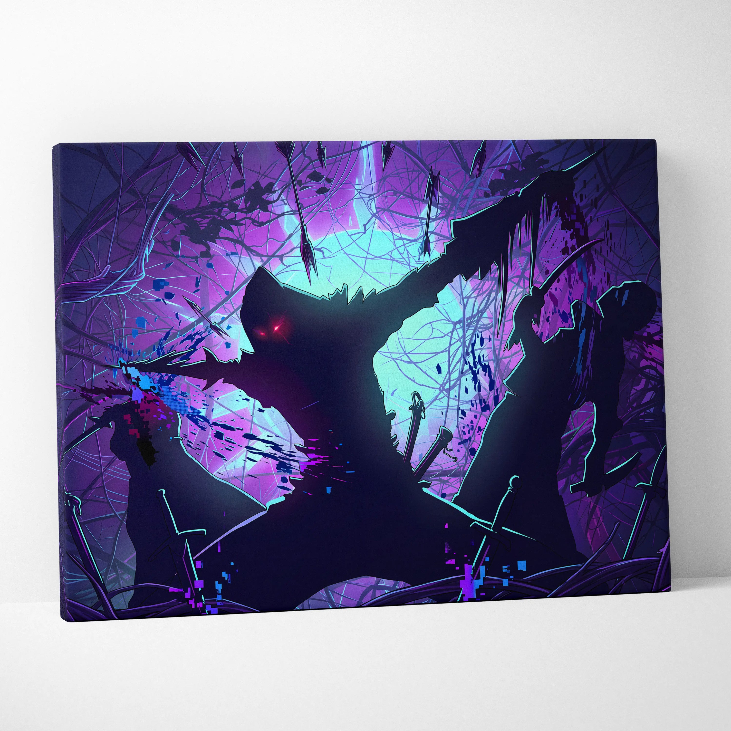 Vaporwave Neon Dragon Dream - Dragon Canvas Art Pink Teal Purple Wall Vaporwave Moody Neon Futuristic Wall Decor Canvas