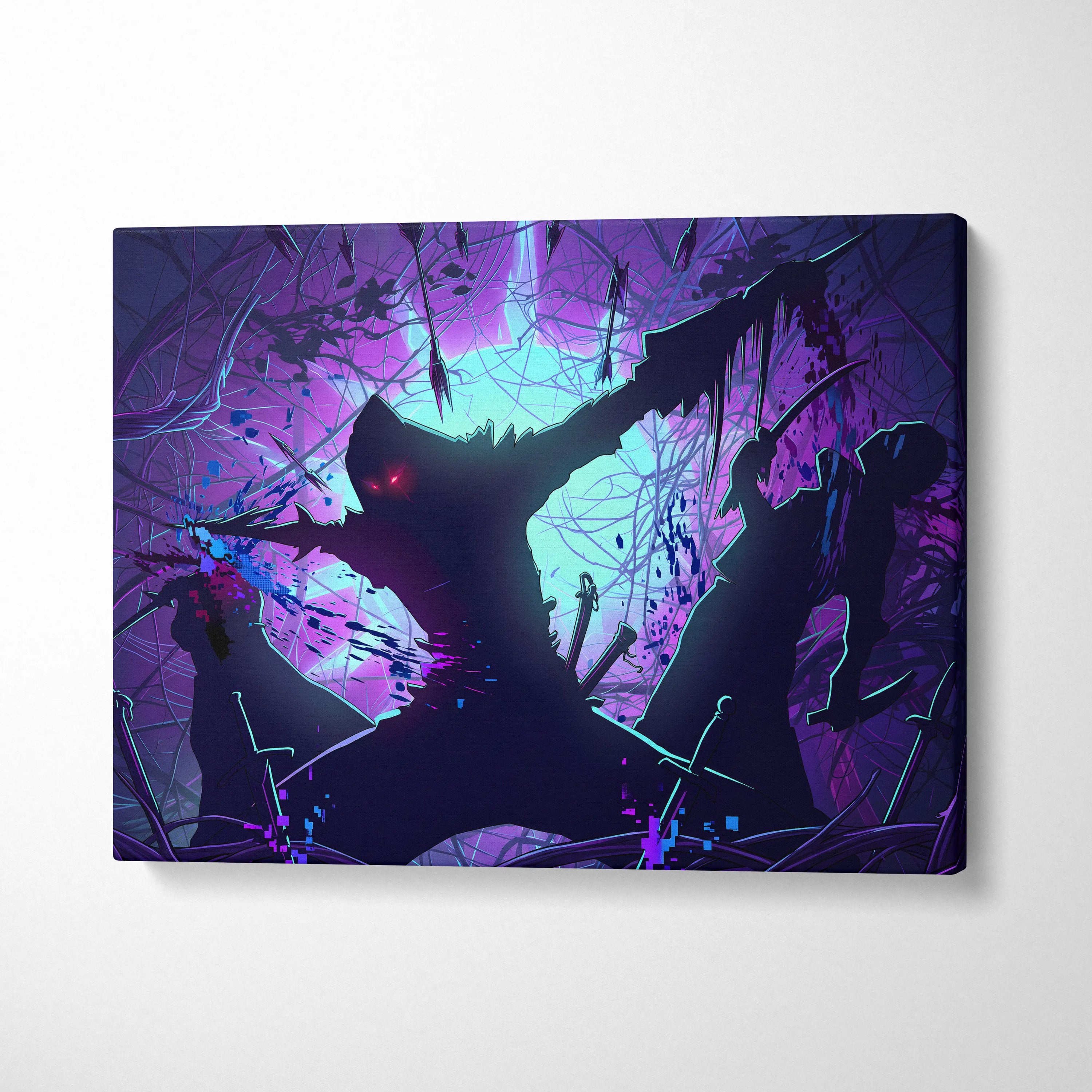 Vaporwave Neon Dragon Dream - Dragon Canvas Art Pink Teal Purple Wall Vaporwave Moody Neon Futuristic Wall Decor Canvas