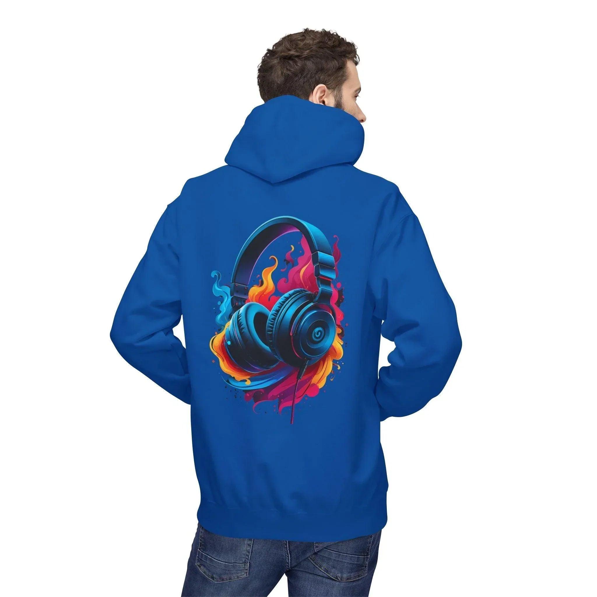 Artistic Vibes Fleece Hoodie with Headphone Design - Ultimate Comfort & Style