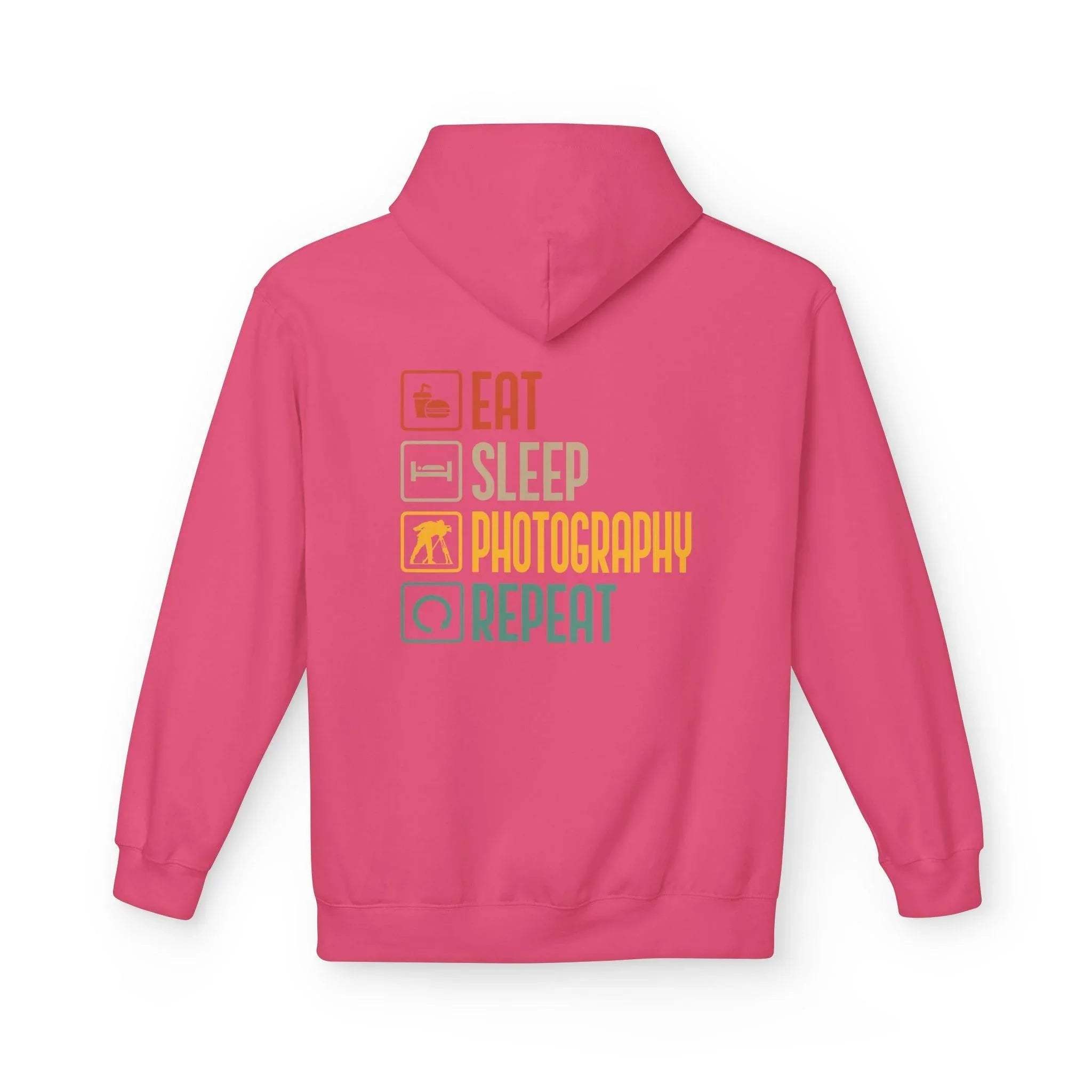 Cozy Photography Lover's Fleece Hoodie: "Eat, Sleep, Capture, Repeat"