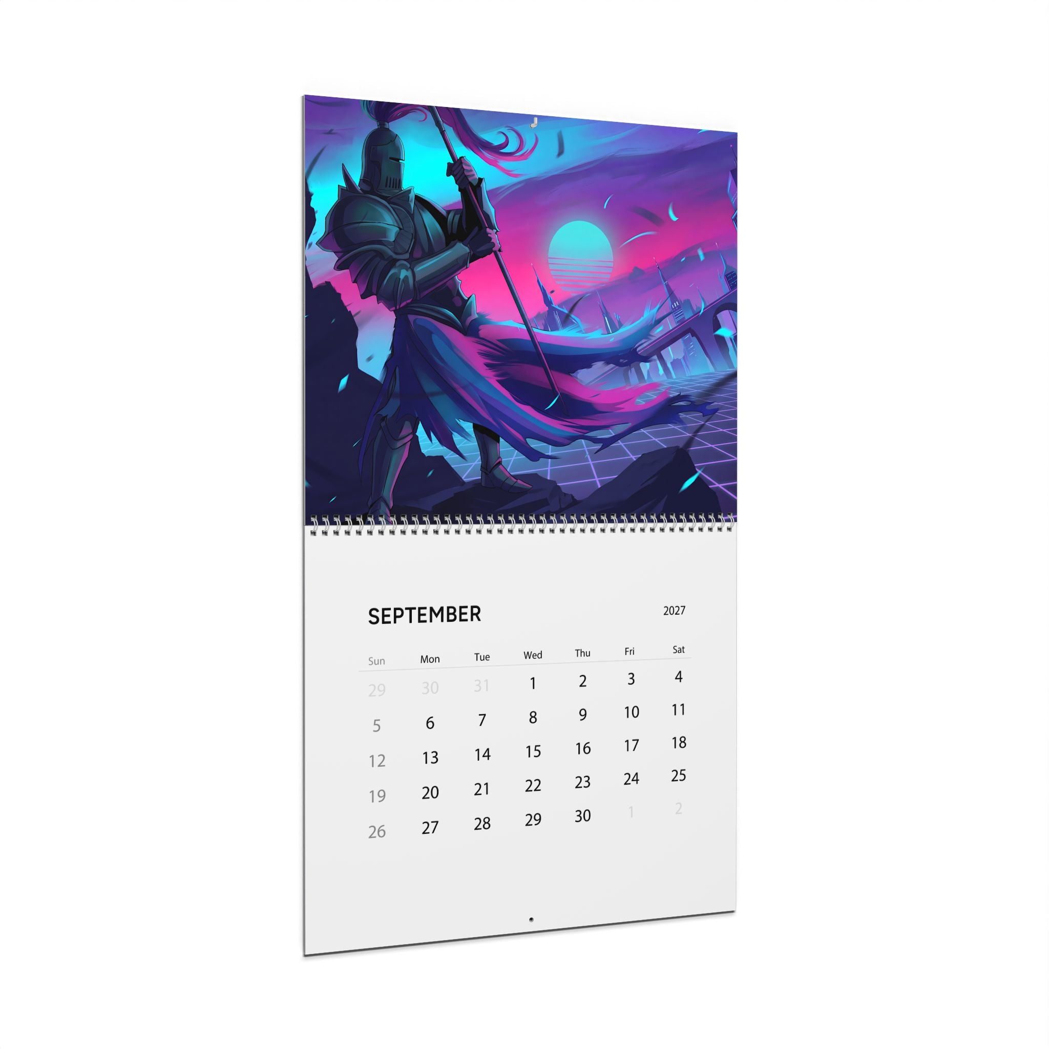 2027 Fantasy Art Wall Calendar – Neon Vaporwave & Retro Futuristic Artwork
