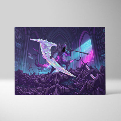 Vaporwave Neon Night Warrior - Vaporwave Art Neon Purple Blue LivingRoom Mood Mystical; Modern Decor; Gallery Wall Art