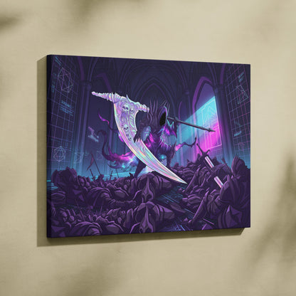 Vaporwave Neon Night Warrior - Vaporwave Art Neon Purple Blue LivingRoom Mood Mystical; Modern Decor; Gallery Wall Art