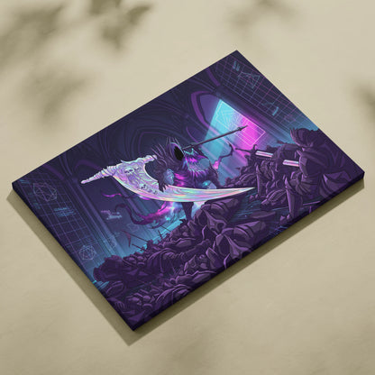 Vaporwave Neon Night Warrior - Vaporwave Art Neon Purple Blue LivingRoom Mood Mystical; Modern Decor; Gallery Wall Art