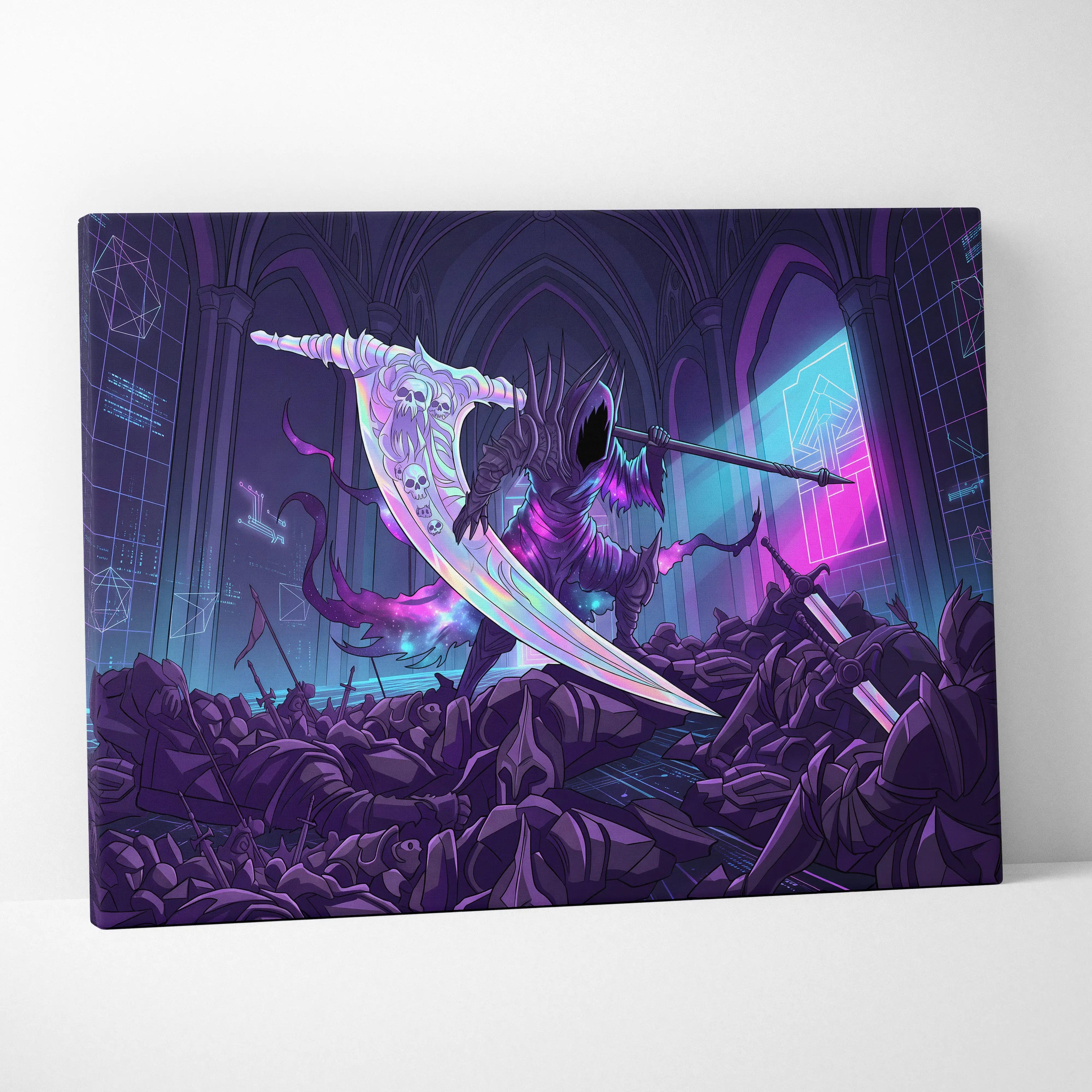 Vaporwave Neon Night Warrior - Vaporwave Art Neon Purple Blue LivingRoom Mood Mystical; Modern Decor; Gallery Wall Art