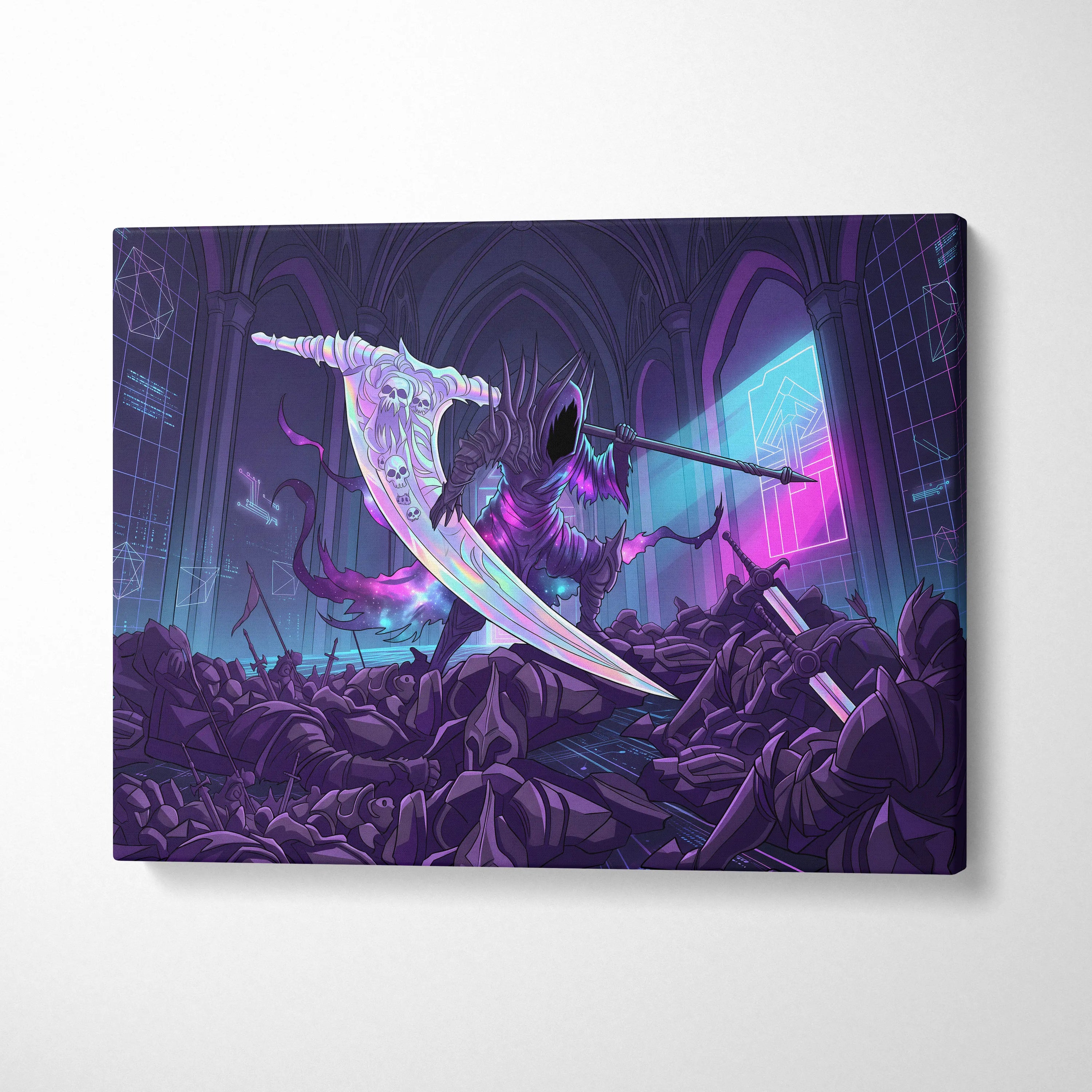 Vaporwave Neon Night Warrior - Vaporwave Art Neon Purple Blue LivingRoom Mood Mystical; Modern Decor; Gallery Wall Art