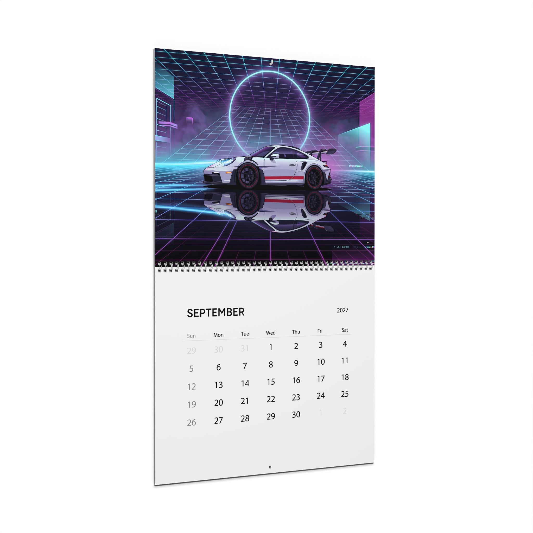 2027 Supercar Vaporwave Wall Calendar – Exotic Performance Cars & Retro Neon Artwork Collection