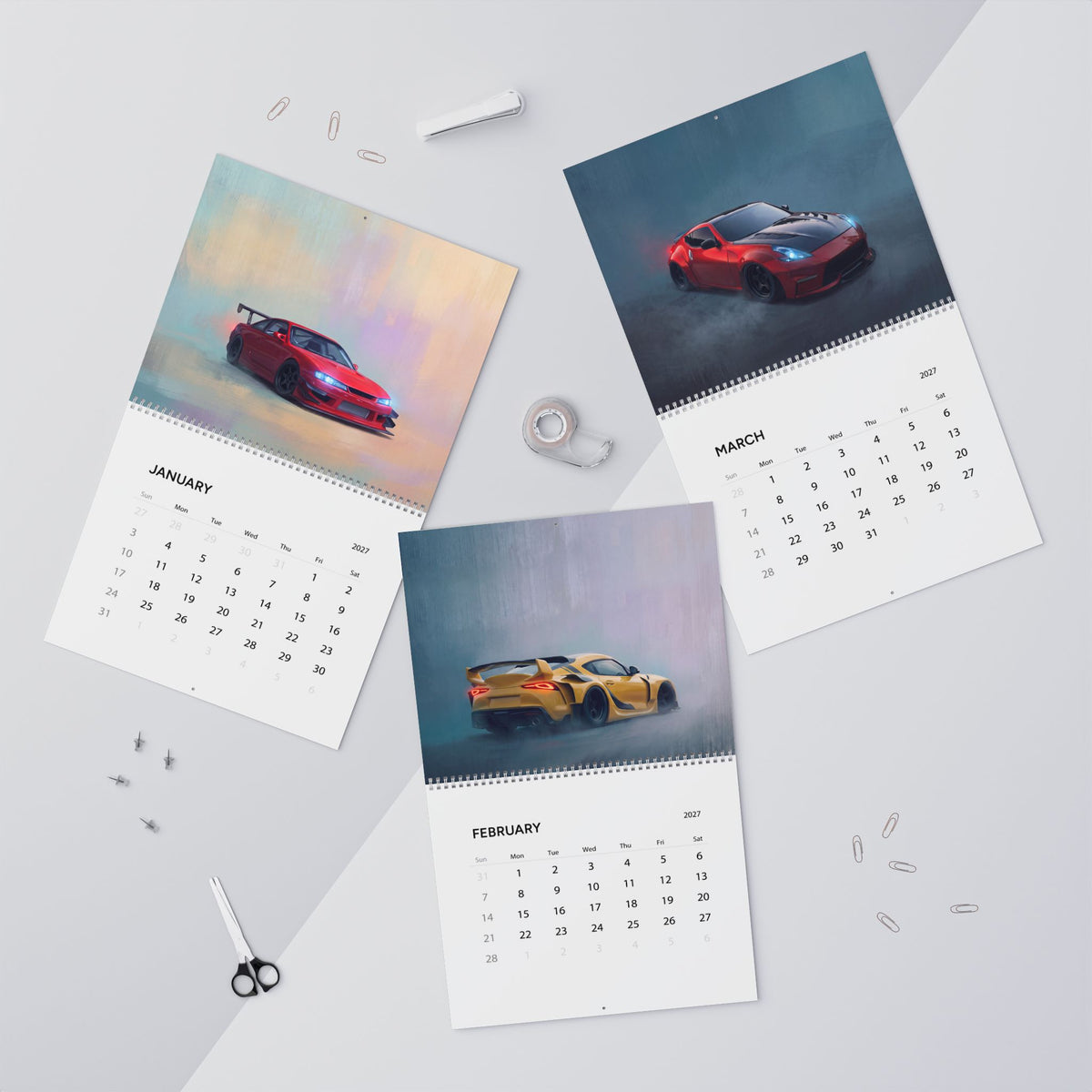 2027 JDM Cars Artwork Calendar | Japanese Sports Car Wall Calendar