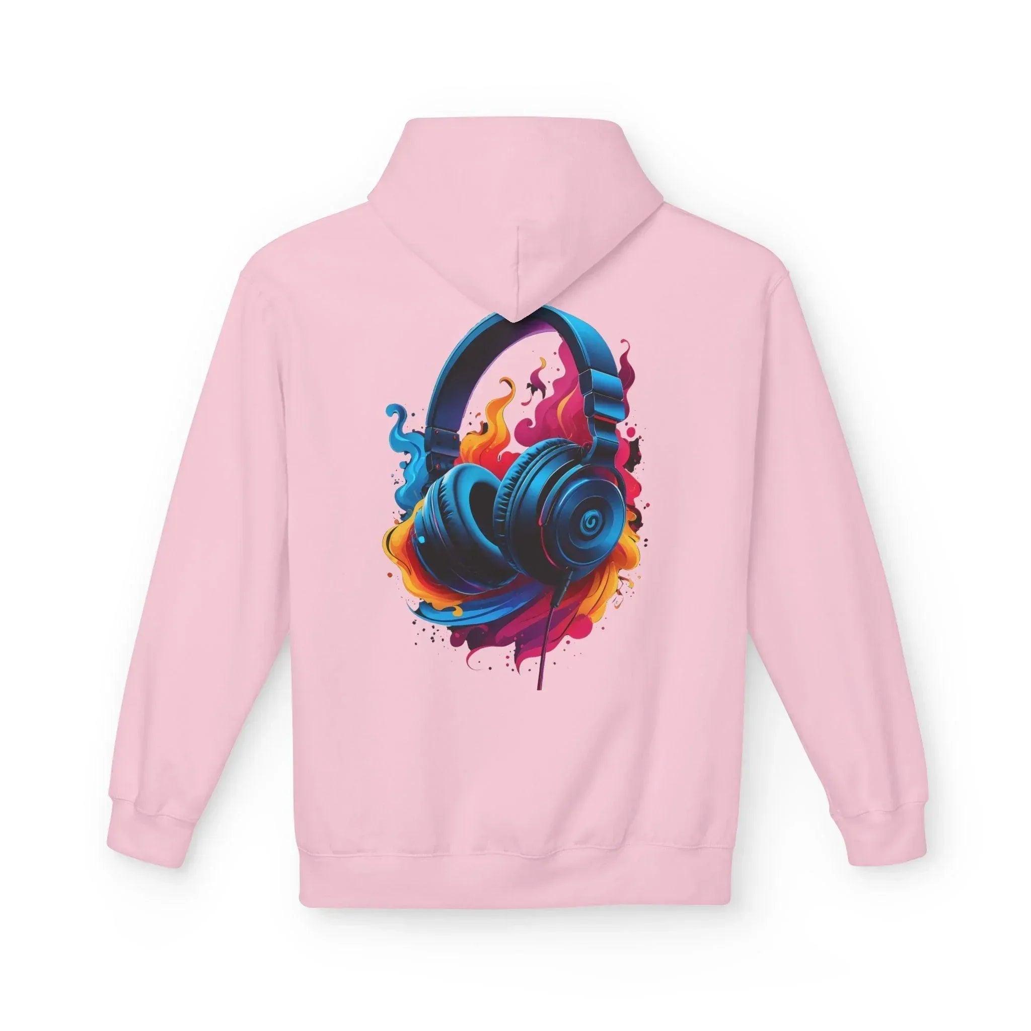Artistic Vibes Fleece Hoodie with Headphone Design - Ultimate Comfort & Style