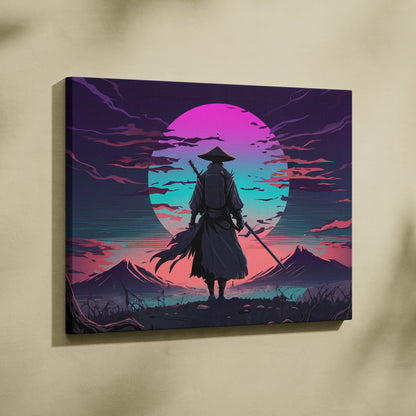 Vaporwave Neon Horizon Canvas - Vaporwave Canvas Neon Pink Teal Living Room Retro Dreamy Neon Wall Art Canvas Print