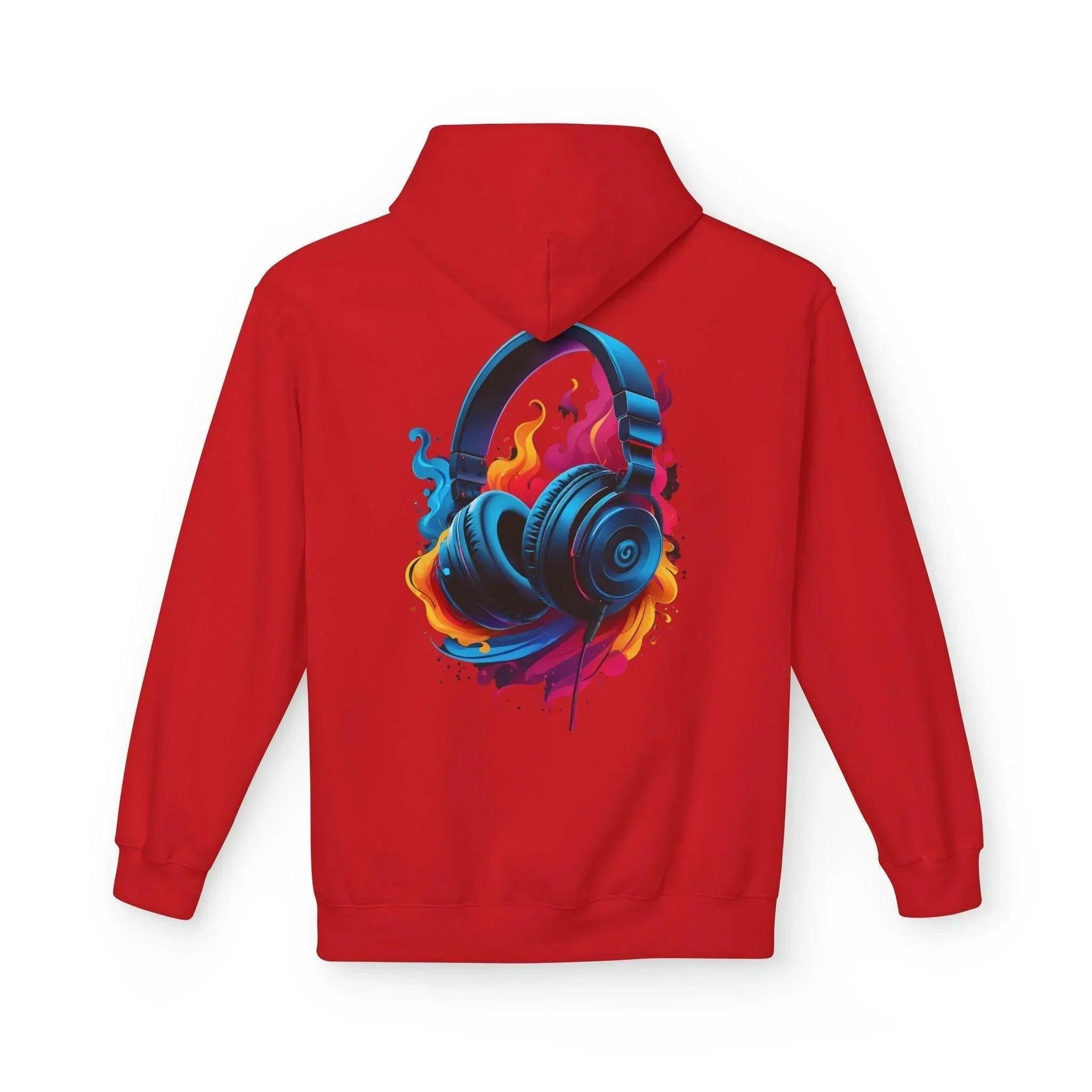 Artistic Vibes Fleece Hoodie with Headphone Design - Ultimate Comfort & Style