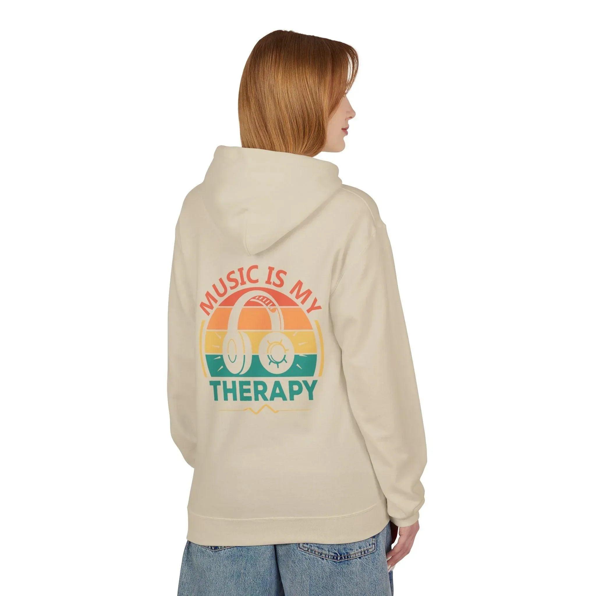 Cozy "Music Is My Therapy" Fleece Hoodie for Ultimate Comfort and Style
