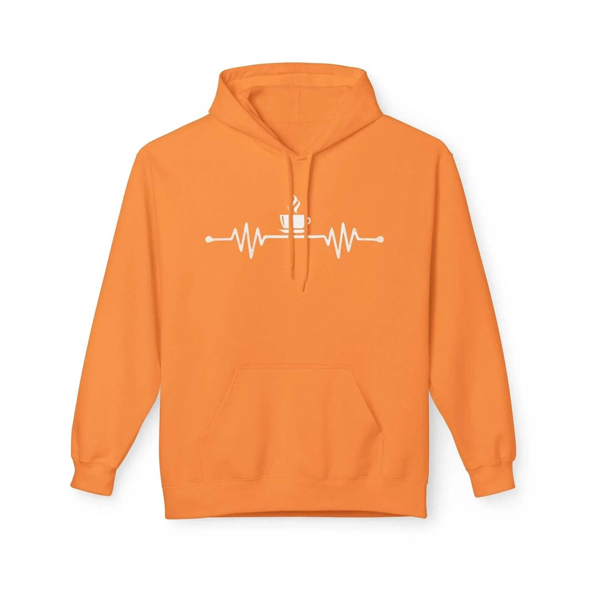 Cozy Coffee Lover's Fleece Hoodie – Heartbeat Design for Ultimate Comfort