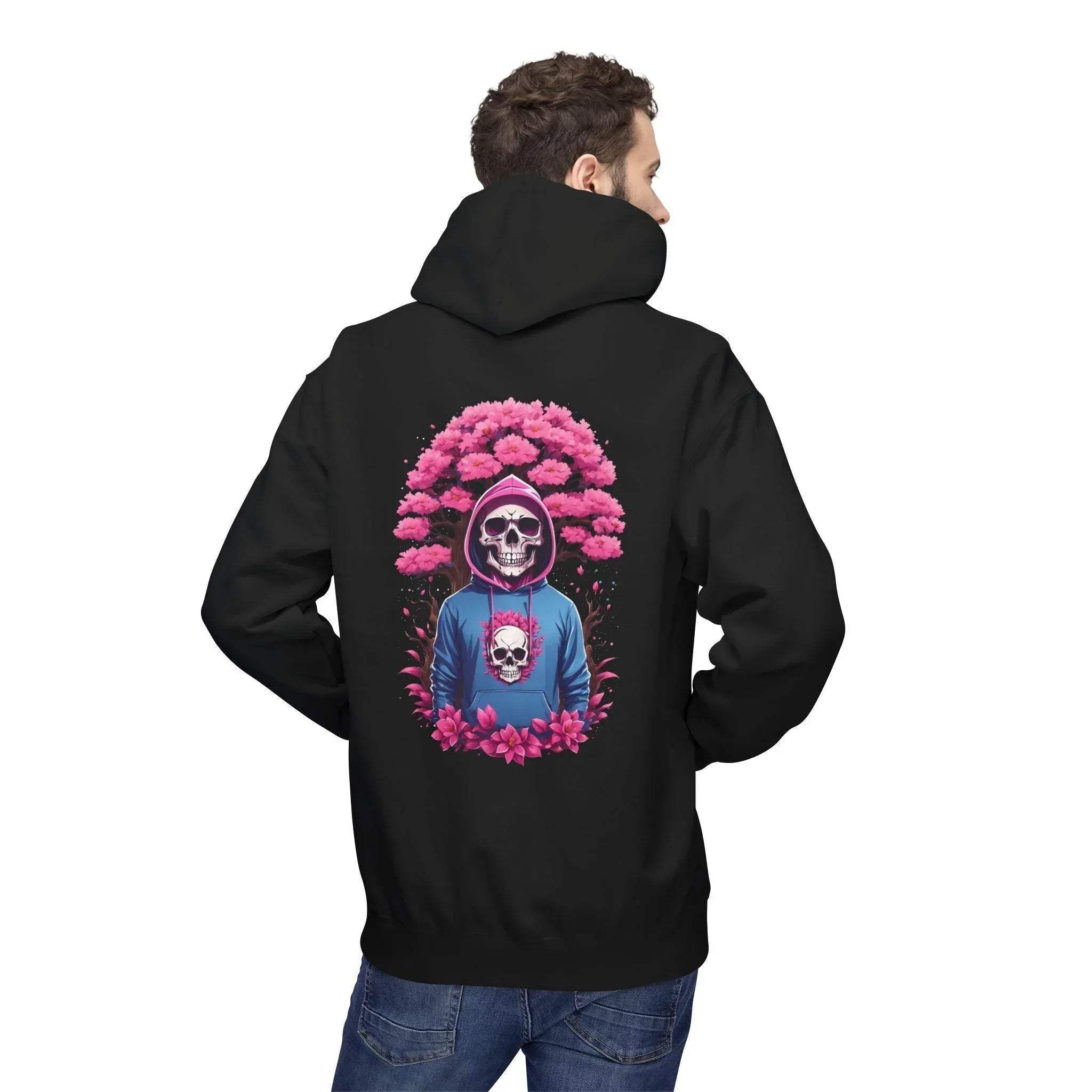 Cozy Chic Skull & Pink Floral Fleece Hoodie
