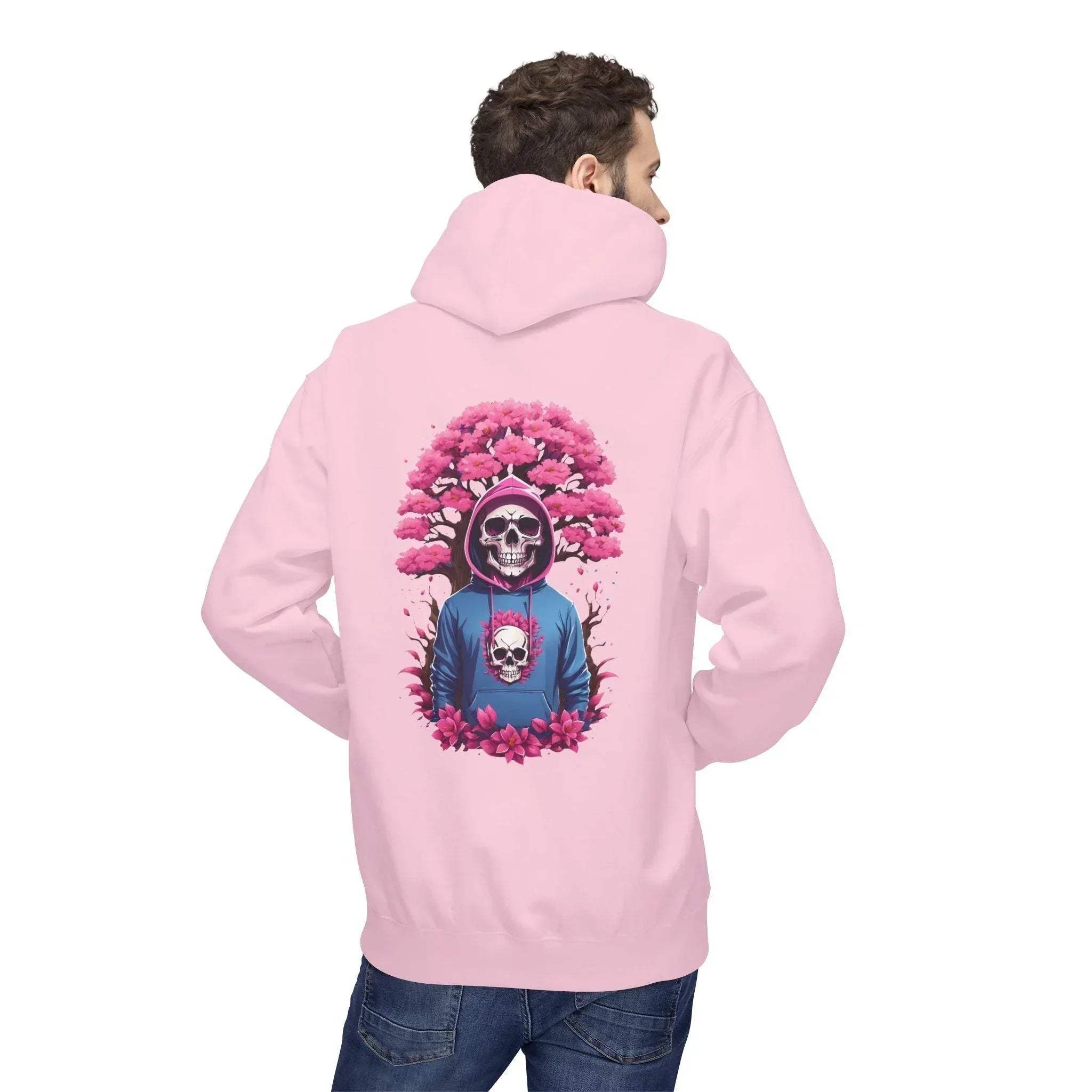Cozy Chic Skull & Pink Floral Fleece Hoodie