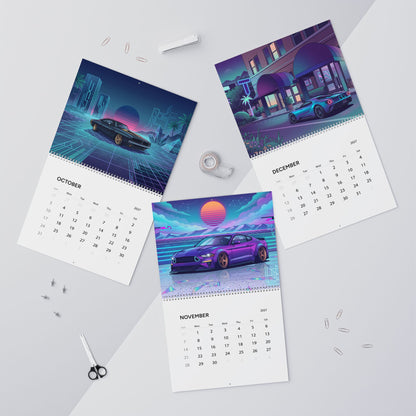 2027 Muscle Car Vaporwave Wall Calendar – American Muscle, Classic Performance Cars & Retro Neon Artwork