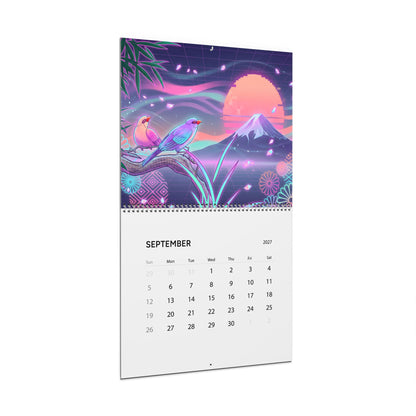 2027 Japanese Vaporwave Artwork Wall Calendar – Neon Japan Inspired Art Collection