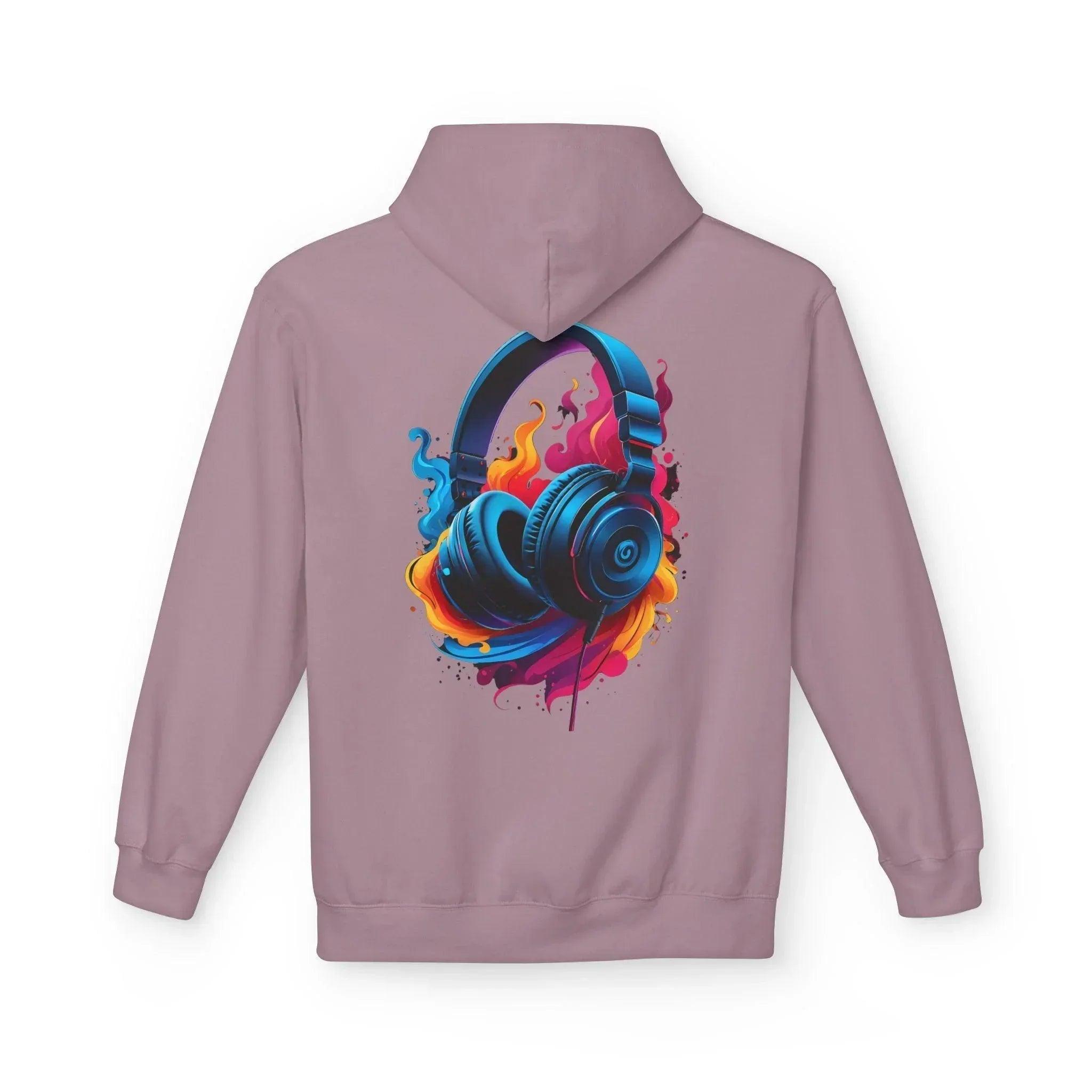Artistic Vibes Fleece Hoodie with Headphone Design - Ultimate Comfort & Style