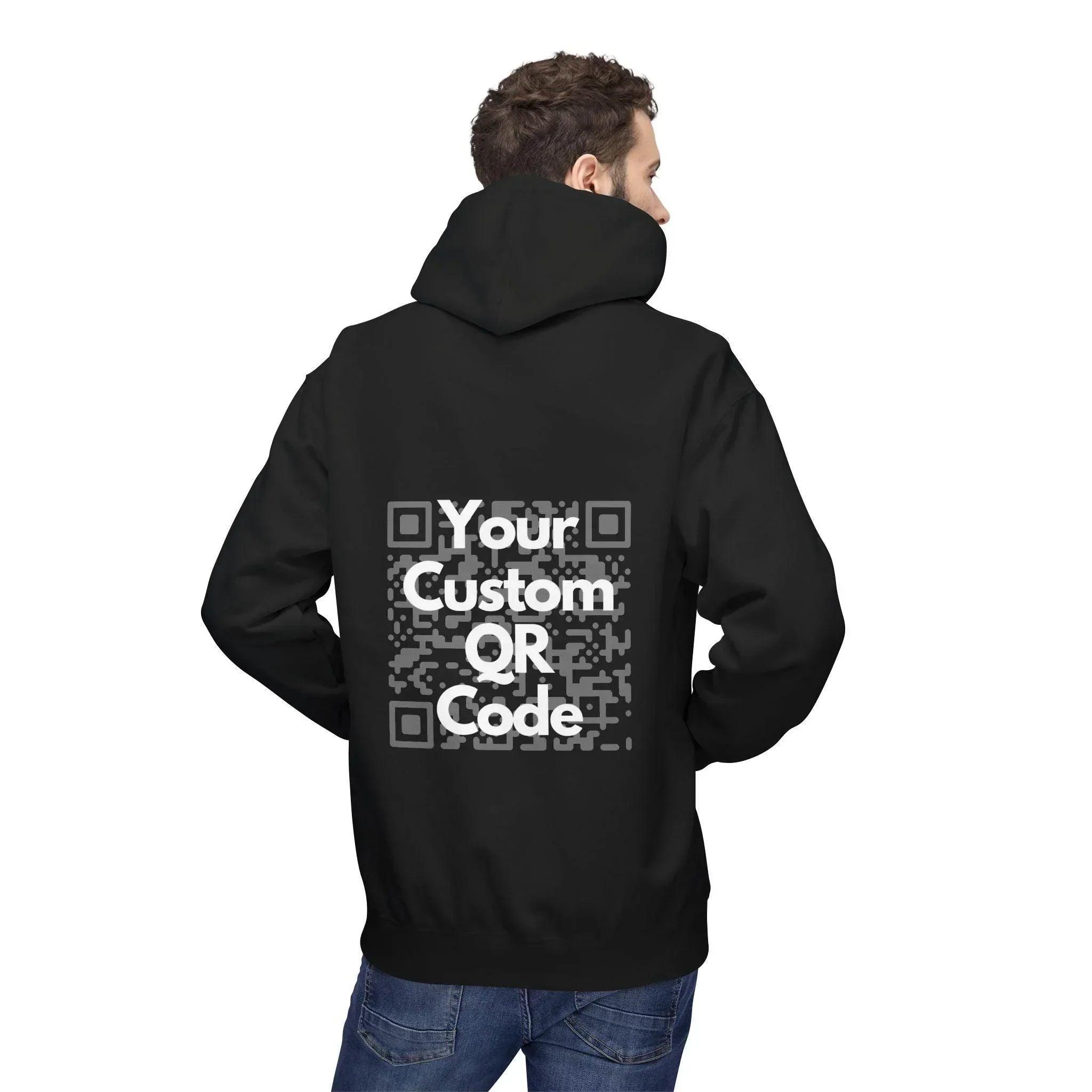 Customizable QR Code Fleece Hoodie for Social Media Engagement