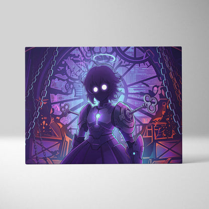 Vaporwave Neon Nightscape Canvas - Vaporwave Fantasy Neon Purple Cyan Room Decor Dreamy Mood Aesthetic Canvas Print