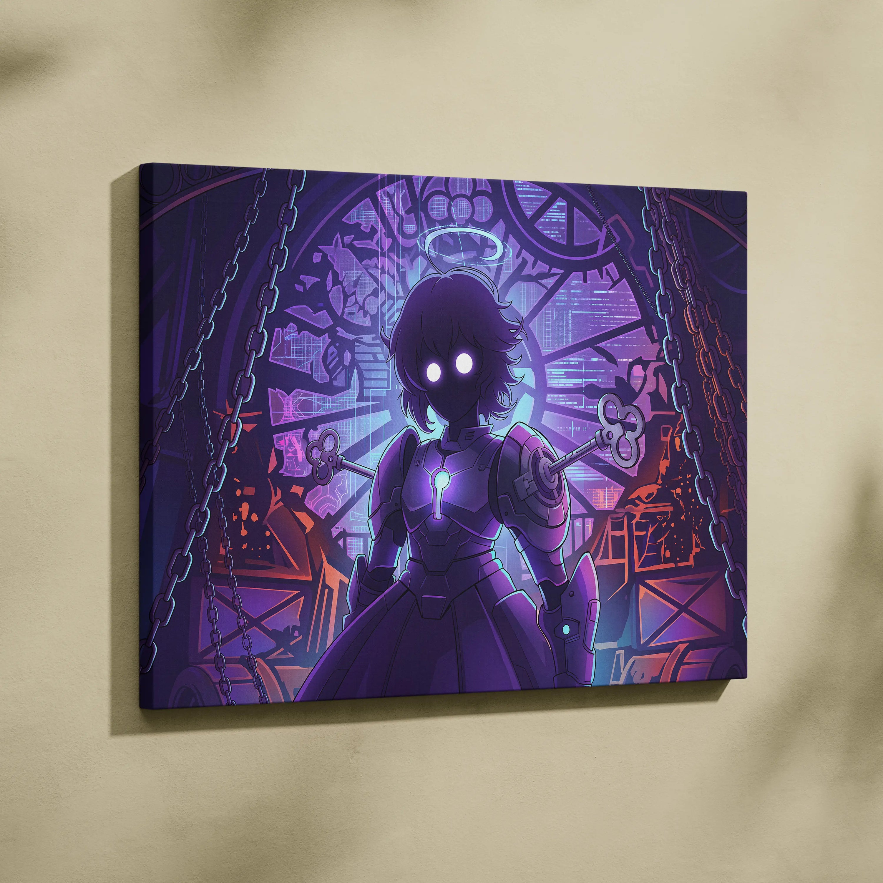Vaporwave Neon Nightscape Canvas - Vaporwave Fantasy Neon Purple Cyan Room Decor Dreamy Mood Aesthetic Canvas Print