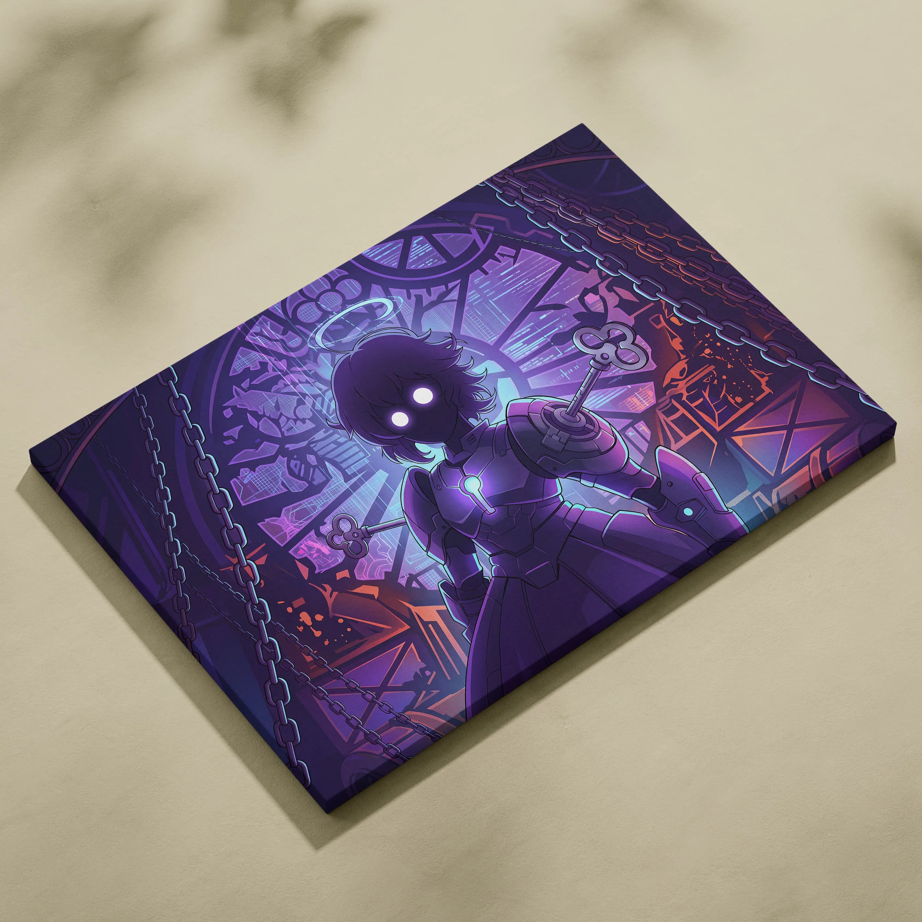 Vaporwave Neon Nightscape Canvas - Vaporwave Fantasy Neon Purple Cyan Room Decor Dreamy Mood Aesthetic Canvas Print