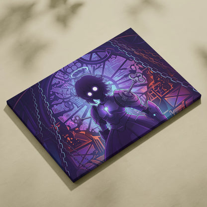 Vaporwave Neon Nightscape Canvas - Vaporwave Fantasy Neon Purple Cyan Room Decor Dreamy Mood Aesthetic Canvas Print