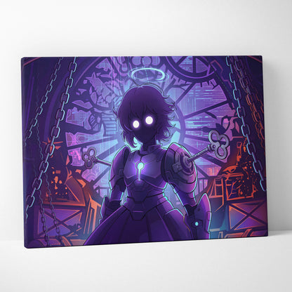 Vaporwave Neon Nightscape Canvas - Vaporwave Fantasy Neon Purple Cyan Room Decor Dreamy Mood Aesthetic Canvas Print