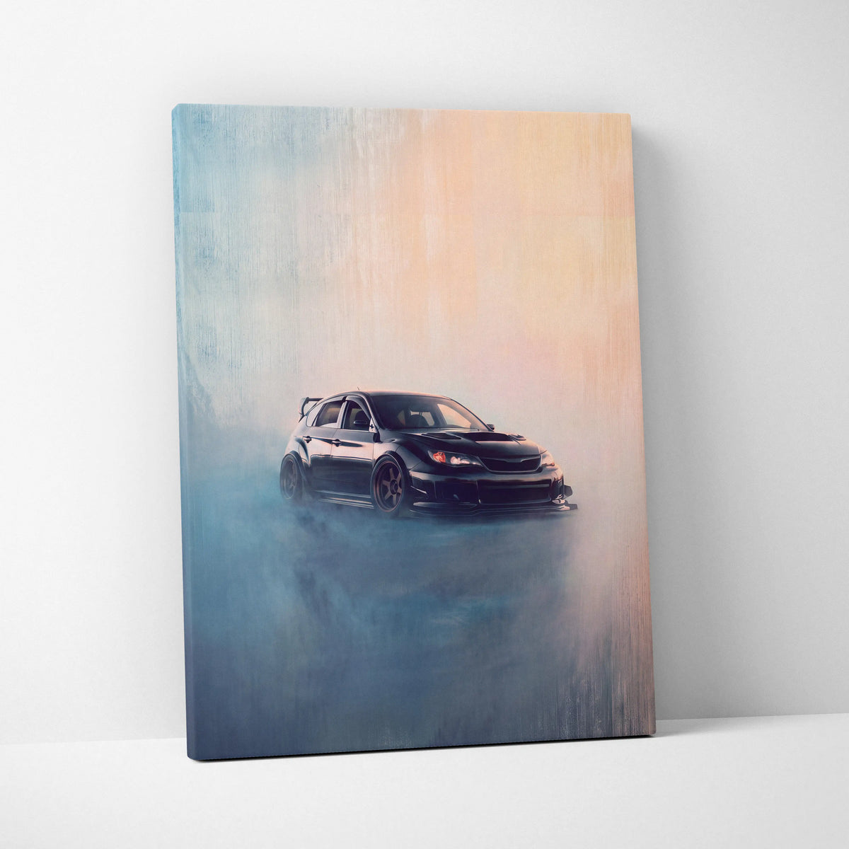 Subaru Impreza WRX STI Inspired Canvas Wall Art, Hatchback Rally Car Painting for Bedroom Decor