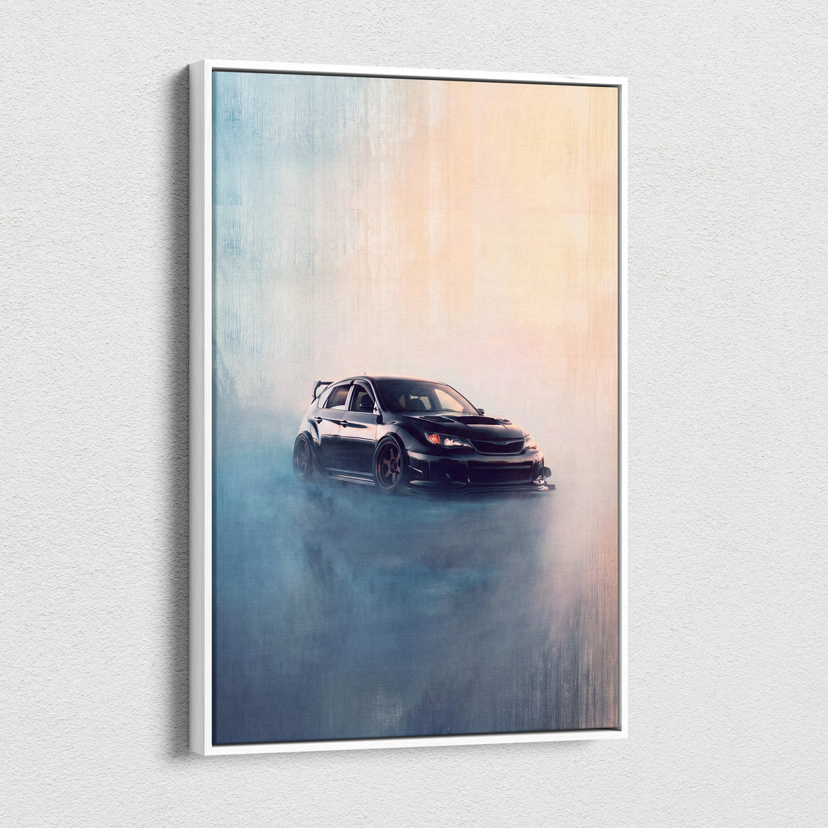 Subaru Impreza WRX STI Inspired Canvas Wall Art, Hatchback Rally Car Painting for Bedroom Decor