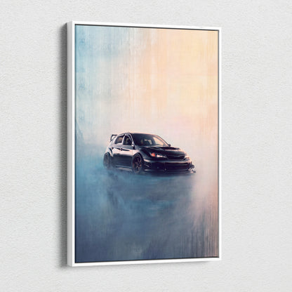 Subaru Impreza WRX STI Inspired Canvas Wall Art, Hatchback Rally Car Painting for Bedroom Decor