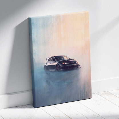 Subaru Impreza WRX STI Inspired Canvas Wall Art, Hatchback Rally Car Painting for Bedroom Decor