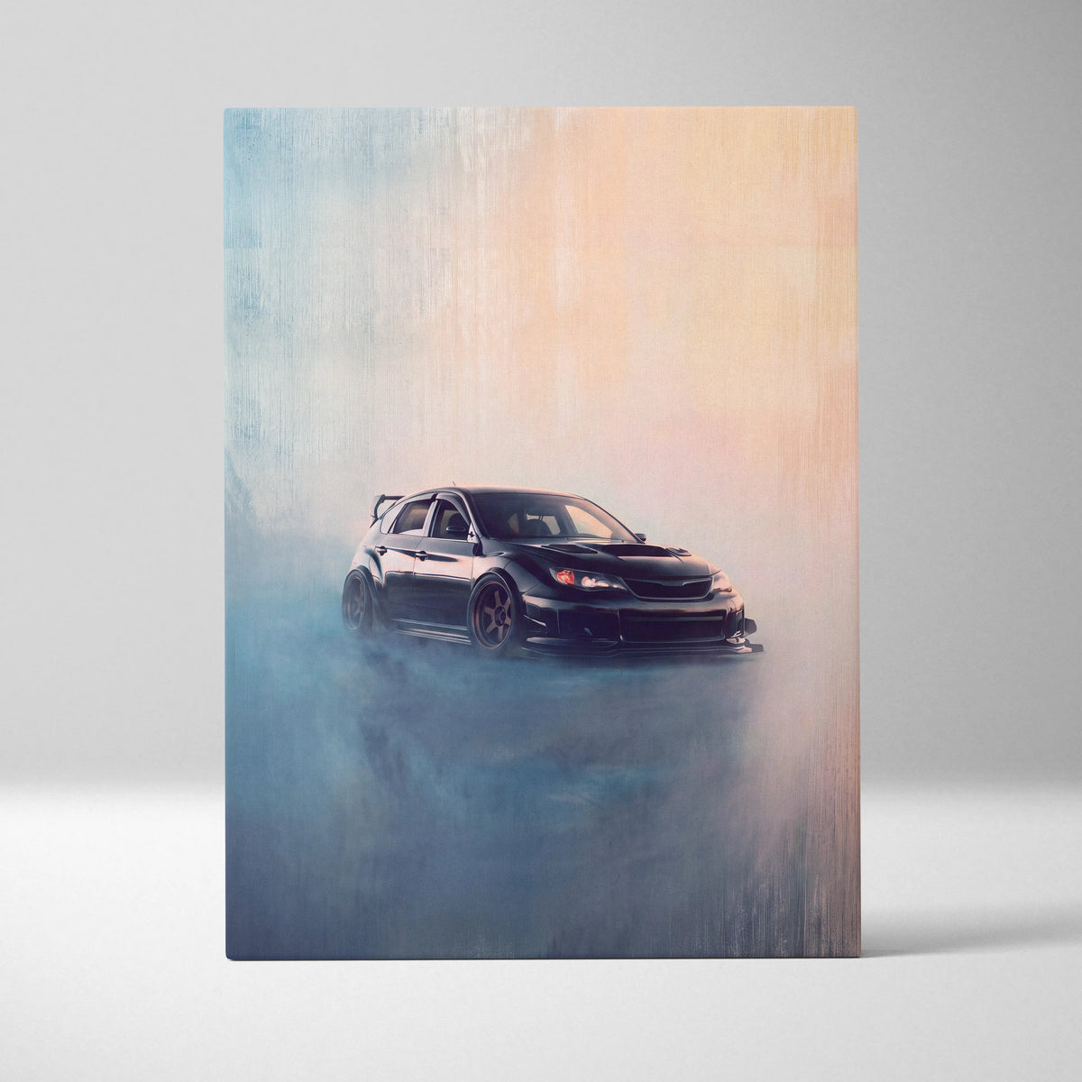 Subaru Impreza WRX STI Inspired Canvas Wall Art, Hatchback Rally Car Painting for Bedroom Decor