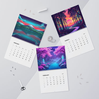 2027 Vaporwave Artwork Wall Calendar – Retro Futuristic Neon Art & Colorful Dreamscape Designs