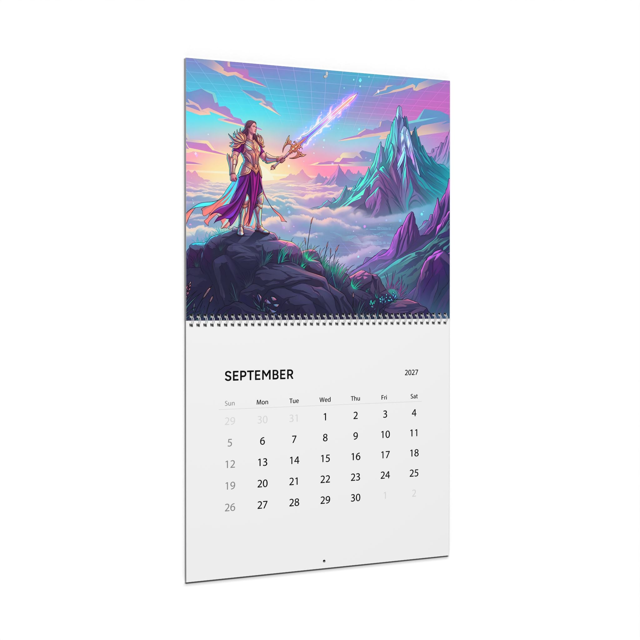 2027 Vaporwave Fantasy Wall Calendar – Dreamlike Retro Futuristic Artwork