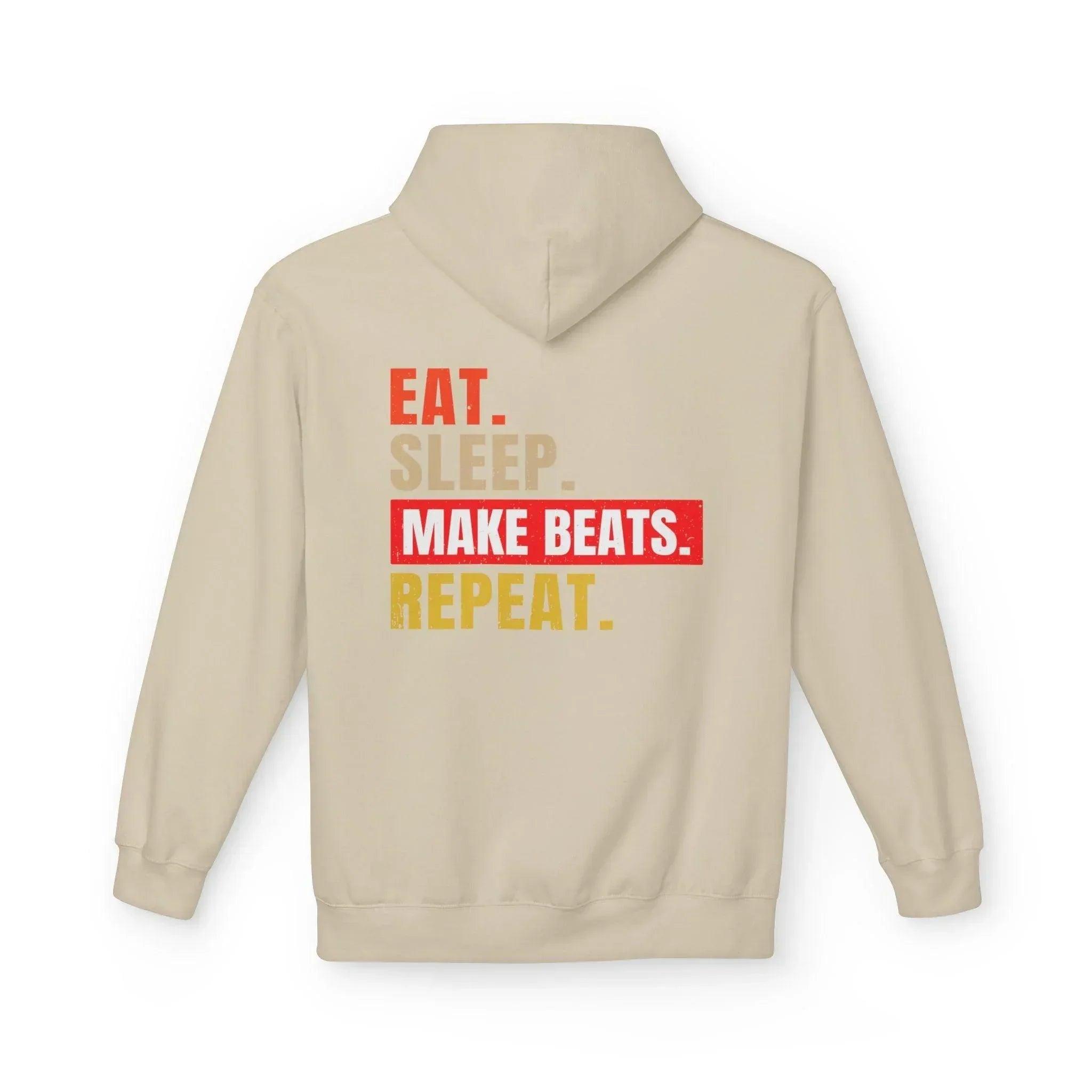 Cozy Music Producer Hoodie: 'Eat. Sleep. Make Beats. Repeat' Fleece Design