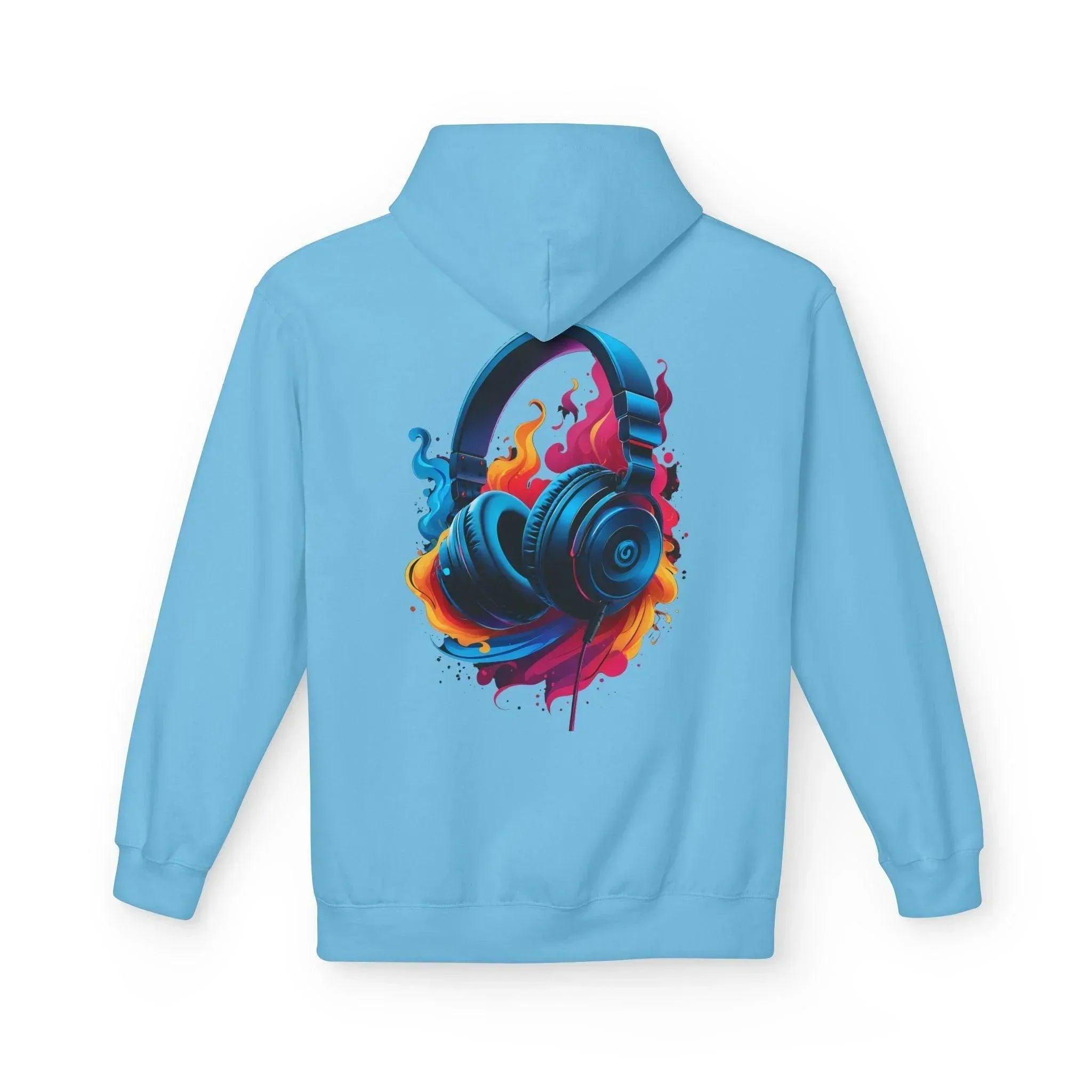 Artistic Vibes Fleece Hoodie with Headphone Design - Ultimate Comfort & Style