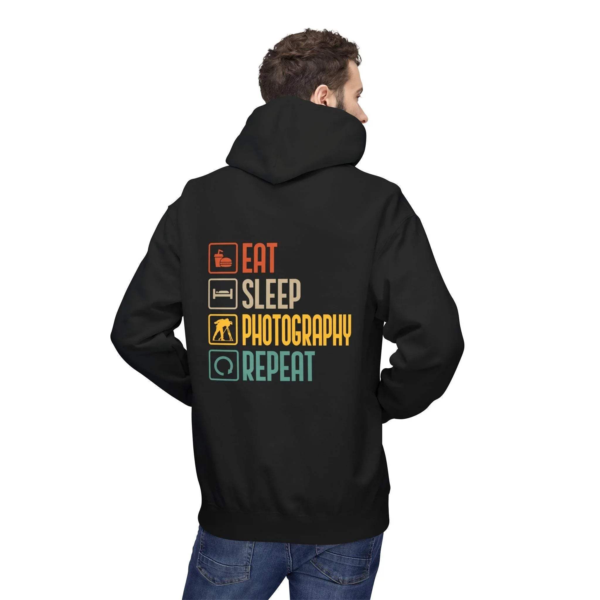 Cozy Photography Lover's Fleece Hoodie: "Eat, Sleep, Capture, Repeat"