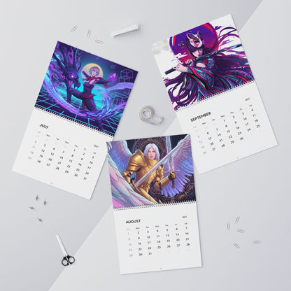 2027 Fantasy Vaporwave Artwork Wall Calendar – Retro Futuristic Neon Fantasy Art Collection