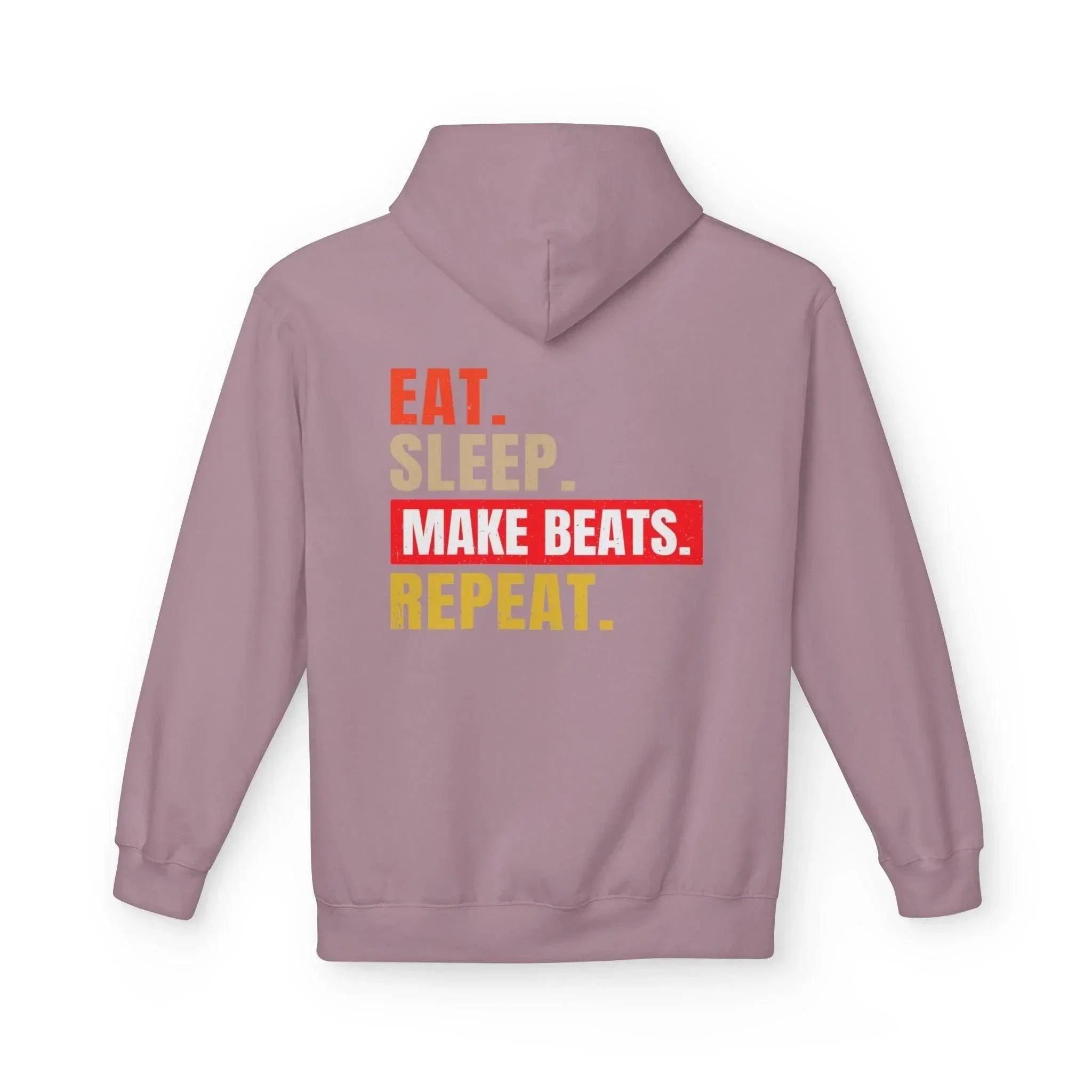 Cozy Music Producer Hoodie: 'Eat. Sleep. Make Beats. Repeat' Fleece Design