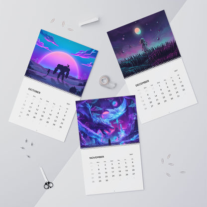 2027 Neon Fantasy Artwork Calendar – Vaporwave Inspired Retro Futuristic Art