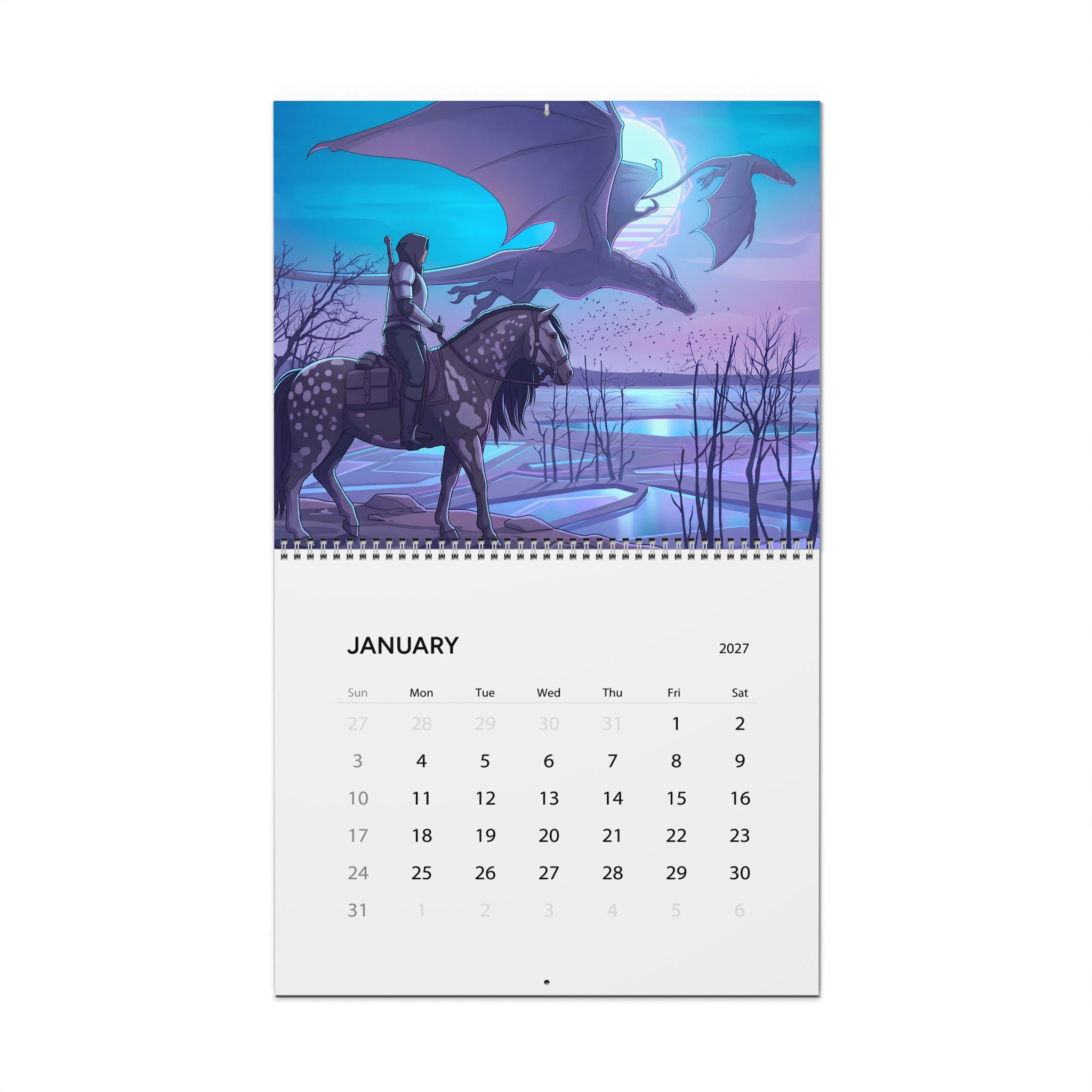 2027 Vaporwave Fantasy Artwork Wall Calendar – Colorful Dreamlike Art Collection