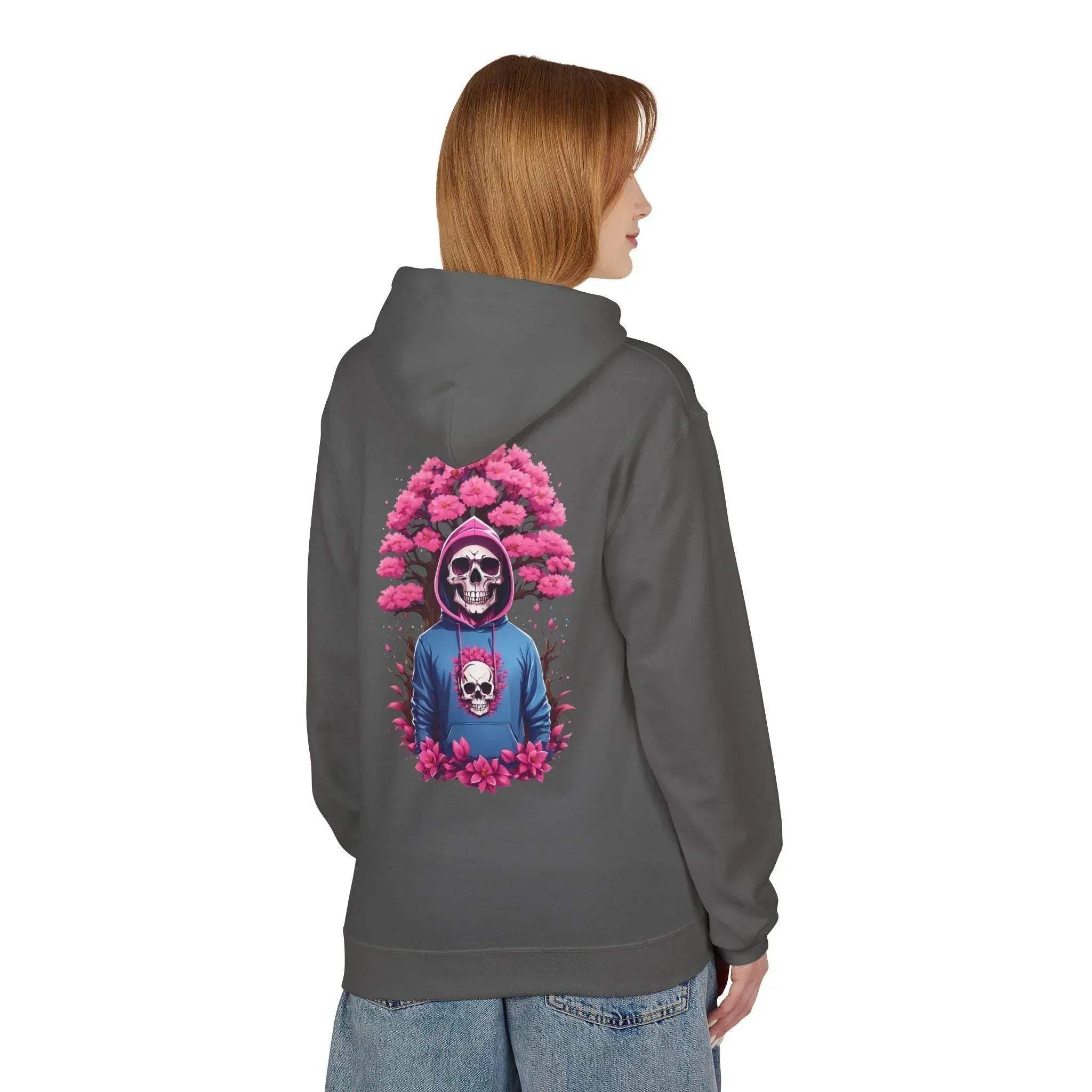 Cozy Chic Skull & Pink Floral Fleece Hoodie