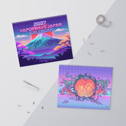2027 Japanese Vaporwave Artwork Wall Calendar – Neon Japan Inspired Art Collection