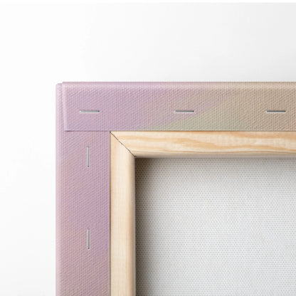Pastel pink canvas frame with light wood border for Porsche 935 inspired luxury supercar wall art print