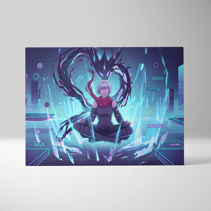 Vaporwave Neon Dragon Canvas - Dragon Purple Teal Living Room Vaporwave Mysterious Mood Futuristic Decor Anime Canvas